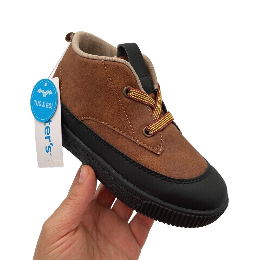 Carters Little Boys Sporty Ankle Boot Size 10 Brown-Black Warm Comfy Lightweight